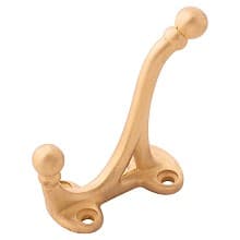 2-3/4" Hooks Double Coat Hook, Brushed Golden Brass