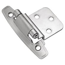 3/8" Inset Surface Face Mount Hinge, Self-Close, Satin Silver Cloud