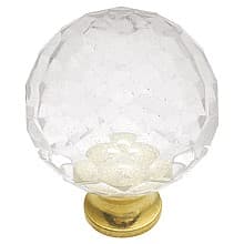 1-3/16" Crystal Palace Round Cabinet Knob, Crysacrylic/Polished Brass