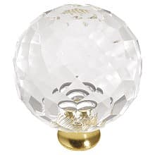 1-3/8" Crystal Palace Cabinet Knob, Crysacrylic/Polished Brass