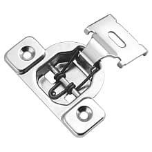 Euro Cabinet Concealed 105° Opening Hinge, Face Frame, Self-Close, 1/2" Overlay, Polished Nickel