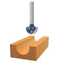 3/4" x 1-9/16" x 3/8" Radius Core Box Router Bit, 1-Flute, 1/4" Shank