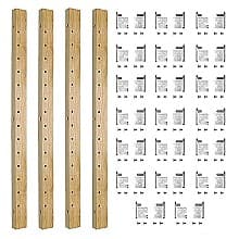 20-7/8" X-Series Pilaster Kit with 8 Brackets, Maple Finish Bulk Box