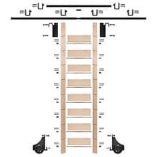 107" Clear Prefinished Maple Library Ladder/Sliding Hook Ladder Kit with 12' Rail