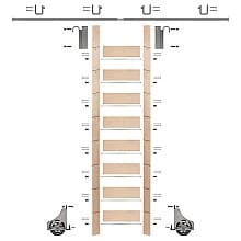 107" Clear Prefinished Maple Library Ladder/Sliding Hook Ladder Kit with 8' Rail