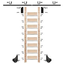 107" Unfinished Maple Library Ladder/Sliding Hook Ladder Kit with 8' Rail