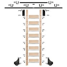 107" Unfinished Maple Library Ladder/Sliding Hook Ladder Kit with 12' Rail