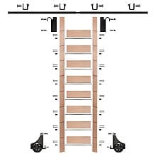 107" Clear Prefinished Red Oak Library Ladder/Sliding Hook Ladder Kit with 8' Rail