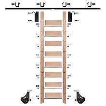 107" Unfinished Red Oak Library Ladder/Sliding Hook Ladder Kit with 8' Rail