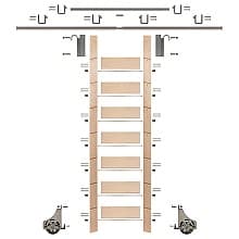 92" Clear Pre-Finished Maple Library Ladder/Sliding Hook Ladder Kit with 12' Rail