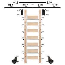 92" Clear Pre-Finished Maple Library Ladder/Sliding Hook Ladder Kit with 12' Rail