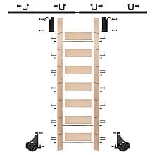 92" Unfinished Maple Library Ladder/Sliding Hook Ladder Kit with 8' Rail