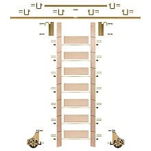 92" Unfinished Maple Library Ladder/Sliding Hook Ladder Kit with 12' Rail