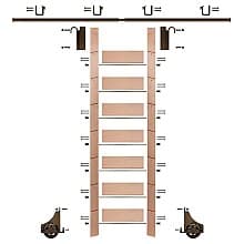 92" Unfinished Red Oak Library Ladder/Sliding Hook Ladder Kit with 8' Rail