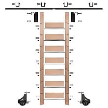 92" Unfinished Red Oak Library Ladder/Sliding Hook Ladder Kit with 8' Rail