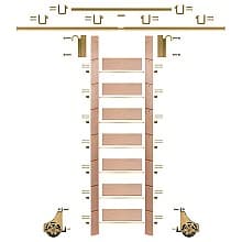 92" Unfinished Red Oak Library Ladder/Sliding Hook Ladder Kit with 12' Rail