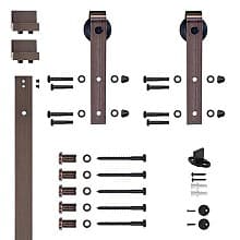 Hook Strap Rolling Barn Door Hardware Kit with Rail & Small Wheel