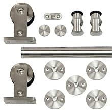 96" 8 Foot Rolling Barn Door Hardware Kit, Top Mount, Stainless Steel Finish