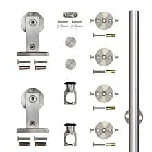 78" Top Mount Single Wheel European Style Hardware kit for Rolling Barn Doors, Stainless Steel