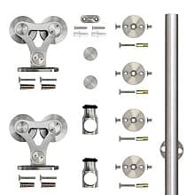 Top Mount Dual Wheel European Style Hardware kit for Rolling Barn Doors, Stainless Steel