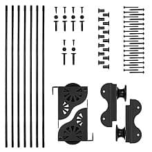 Hardware Kit with Brake for Rolling Library Ladders, Hook Style
