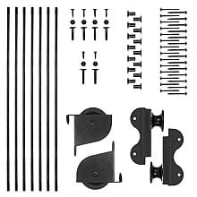 Hardware Kit with Contemporary Wheels for Rolling Library Ladders, Hook Style