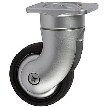 4" Caster with Mounting Plate, Metallic Silver