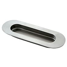 3-25/32" Recessed Oval Flush Pull, Satin Stainless Steel