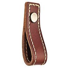 31/32" Leather Loop Finger Pull, Antique Bronze/Chestnut Brown