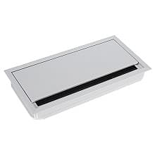 9-7/16" Desk Grommet with Sheared Corners, Satin Aluminum