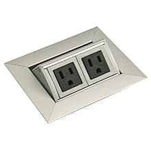 5-5/16" Small Pop-Up Power Grommet with 2 Electrical Outlets, Satin Aluminum