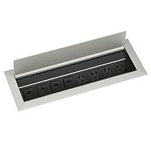 14-11/32" Recessed Power Grommet with 4Power and 4 Data Outlets, Satin Aluminum