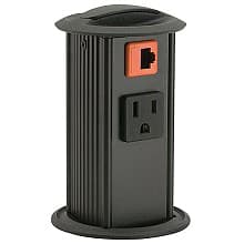 3" Power Grommet Pylon with 1 Power and 1 Data Outlets, Matte Black