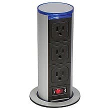 4-7/16" Illuminated Pop-Up Power Grommet Dock, Metallic Silver