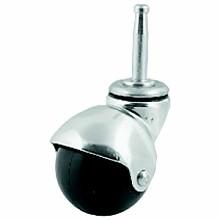 2" Light Duty Rubber Hooded Swivel Ball Caster with Stem, Bright Brass