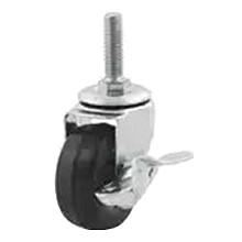 2" Light Duty Threaded Stem Rubber Swivel Caster with Brake