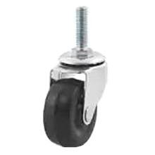 2" Light Duty Threaded Stem Rubber Swivel Caster, 1-1/4" Length