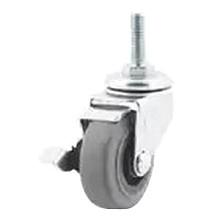 3" Light Duty Threaded Stem Non-Marking Gray Swivel Caster with Brake