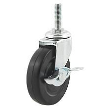 3" Threaded Stem Hard Rubber Swivel Caster with Brake