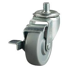 3" Threaded Stem Non-Marking Rubber Swivel Caster with Brake