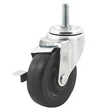 3" Light Medium Duty Threaded Stem Rubber Swivel Caster with Brake