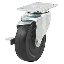 4" Light Medium Duty Rubber Swivel Caster with Brake