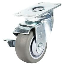 4" Light Medium Duty Non-Marking Gray TPR Swivel Caster with Brake