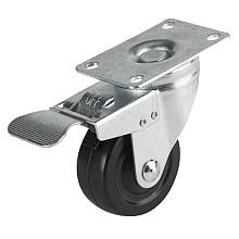 4" Medium Duty Hard Rubber Swivel Caster With Total Lock Brake