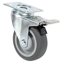 4" C-ML Light-Medium Duty Thermoplastic Rubber Swivel Caster with Total Lock Brake