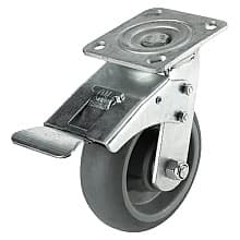 5" C-MML Heavy Duty Thermoplastic Rubber Swivel Caster with Total Lock Brake