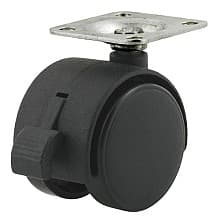 1-1/2" Light Duty Twin Wheel Nylon Swivel Caster with Brake