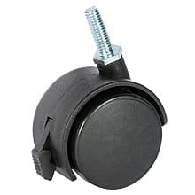 2" Light Duty Twin Wheel Threaded Stem Nylon Swivel Caster with Brake