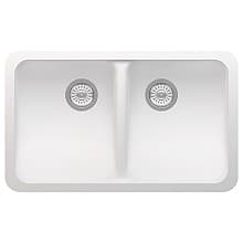 Acrylic Undermount Double Equal Bowl Kitchen Sink, 30-7/8" x 18-7/8" x 9-13/16"