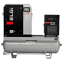Elgi EN05-125-60T-G2 7.5 HP 230 Volt Single Phase Rotary Screw Air Compressor Compressor 60 Gallon Horizontal Tank Mount with Dryer- 125 psi